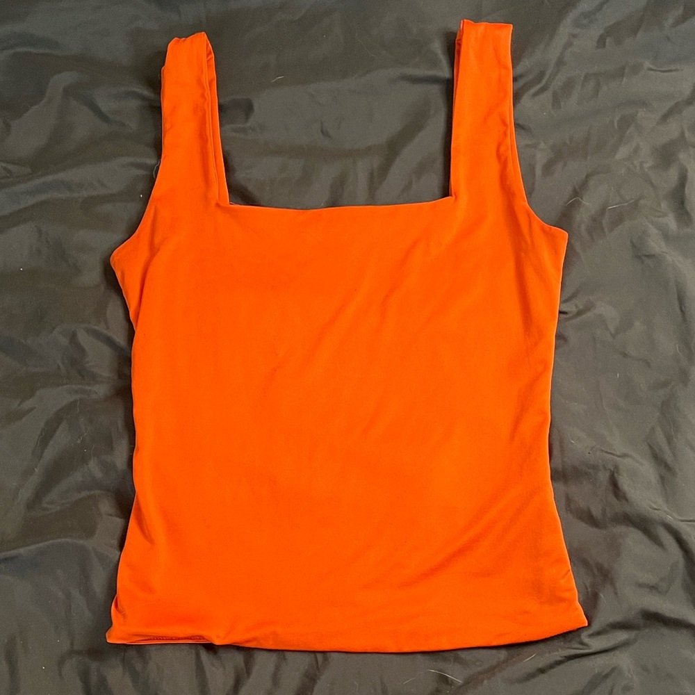 Women's Orange Square Neck Top